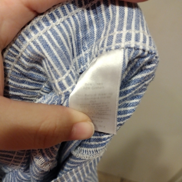 Talbots Women's Blue & White Stripe Linen Blend Capri Pull-On Pants Sz 18W-Beach - Picture 6 of 6